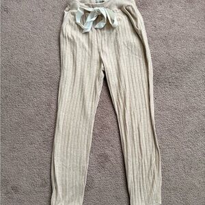 Abercrombie & Fitch Cream Ribbed Knit Pants